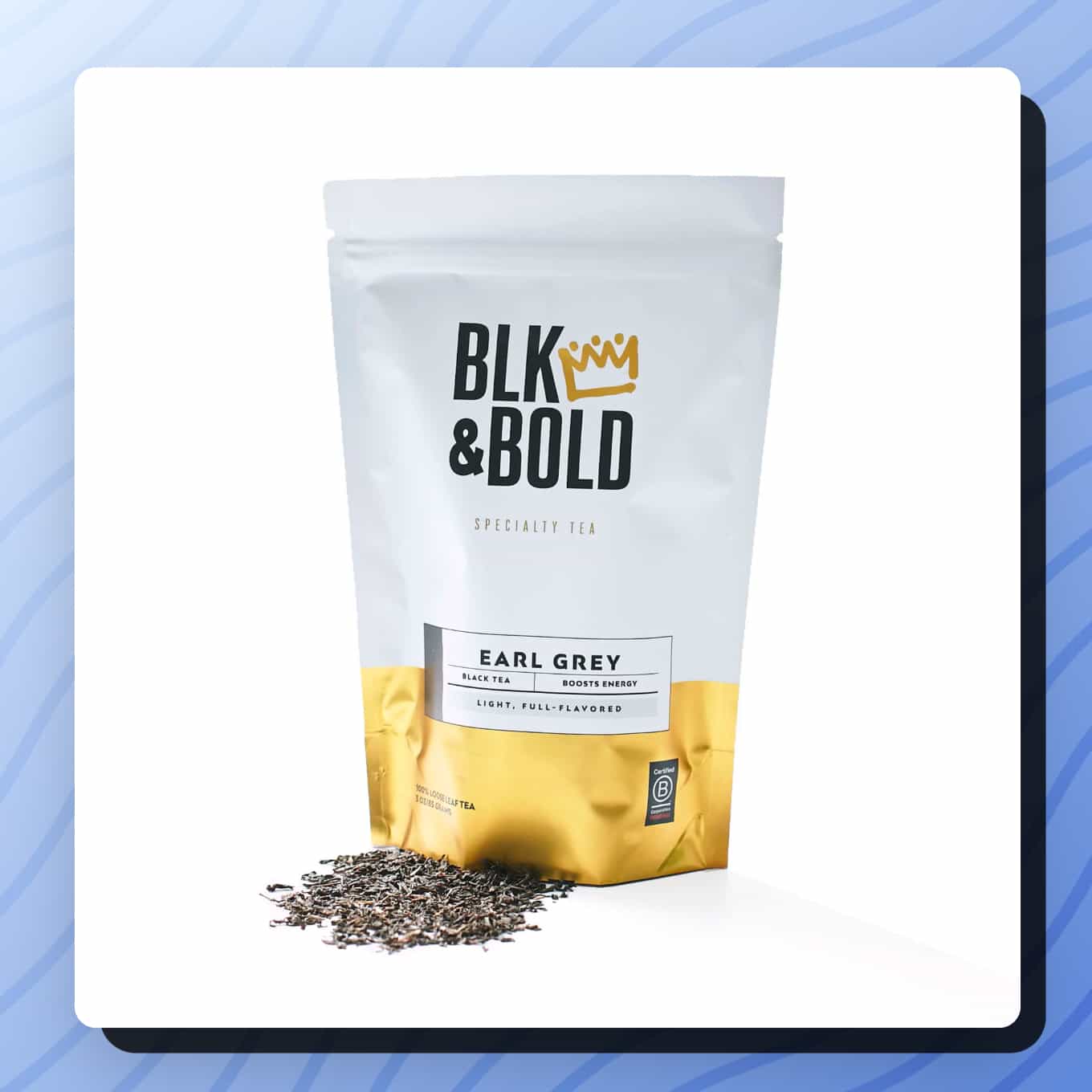 Bag of earl grey tea from Blk & Bold