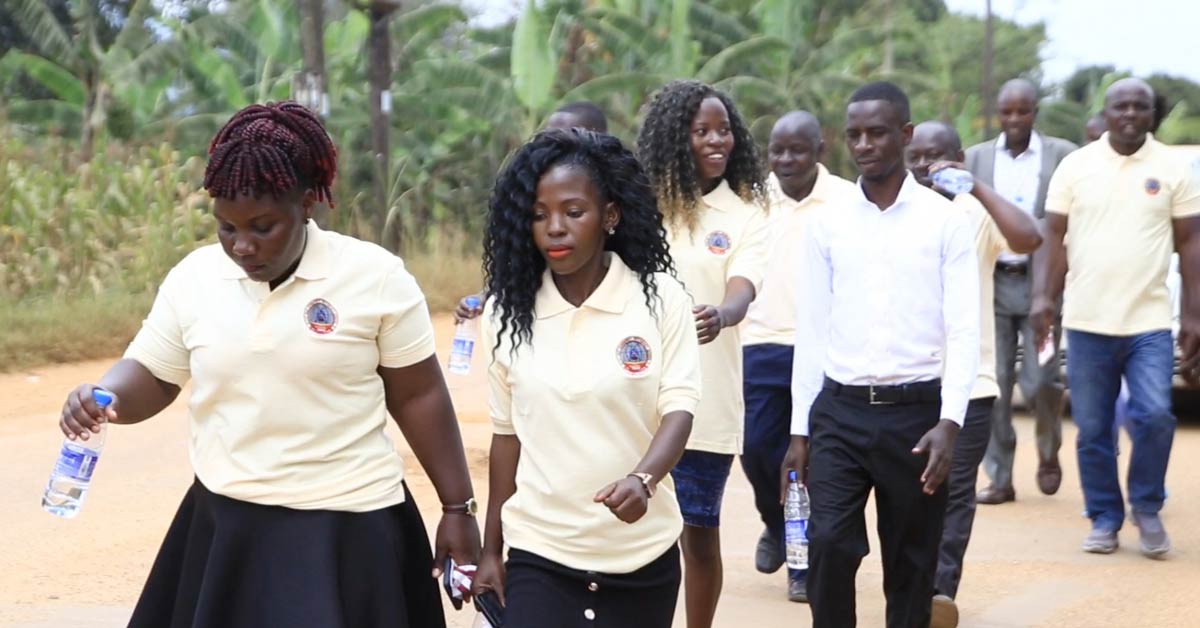 Students walk in their uniforms